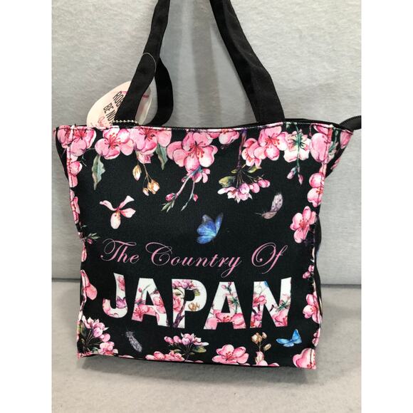 Robin Ruth Original Japan Black & Pink Floral Tote Bag - Picture 1 of 10